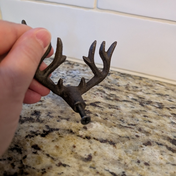 Cast Iron Drawer Pull Handle Animal Deer Buck Antlers Cabinet Knob Set Of 2 (#6) - Picture 5 of 5